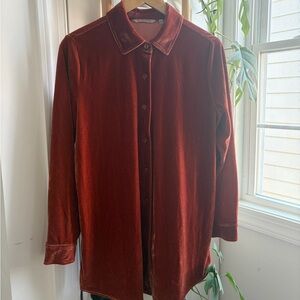 Soft Surroundings Velvet Shirt in Burnt Orange/Rust